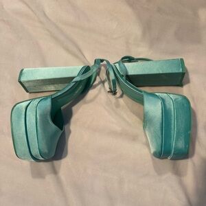 Public Desire Exclusive Moonchild Platformed Heels in pale green.